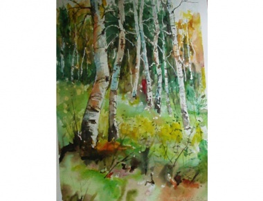 UŽS Plavo svjetlo, Novica Vučinić, Breze, akvarel, 45x35cm, 2021.