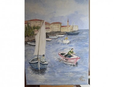 LUA '09, Ljerka Prišćan, U vrijeme izolacijem Akrilik na platnu, 40x30 cm, 2020.g.