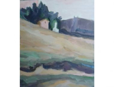 LUA'09, Maja Kraljević, Kuća na osami, Akrilik na papiru, 25x22 cm, 2019.g.
