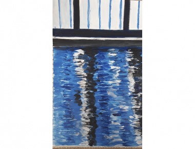 LUA'09, Ljiljana Kos Hebrang, U bazenu, Akrilik na papiru, 35x25 cm, 2018.g.