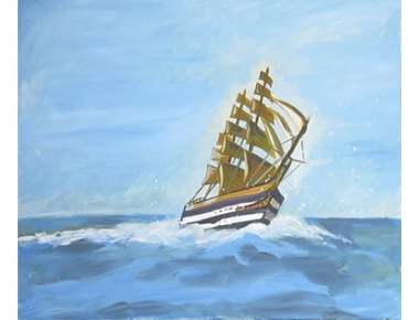 LUA'09, Andrija Baša, Trag jedrenjaka, Akrilik na platnu, 50x60 cm, 2017.g.