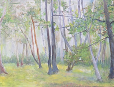 LUA '09, Loreta Stipetić, Šuma, Akrilik na platnu, 38x70 cm, 2018.g.