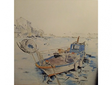 UŽS Plavo svjetlo, Antonija Celin, Brodica, crtež u boji, 50x50, 2021.