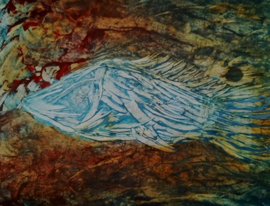 AMACIZ, Branka Etlinger, Tirkiz riba, enkaustika, 24x33