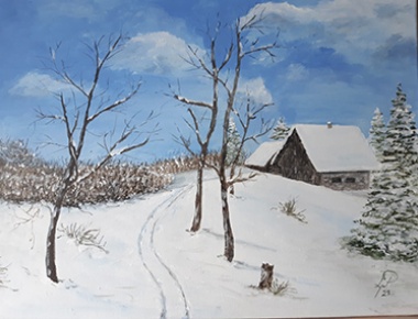 LU Angelico '09, Ljerka Prišćan, Podravina zimi, akrilik na platnu 40/50cm, 2021.
