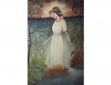 AMA ARTEM, Ladislav Basa, Dama u žutom, akvarel, 36x25