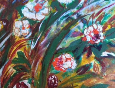 AMACIZ, Štefica Cerjan Stefanovski, Travke u Maksimiru, akril, 50x30, 2019.