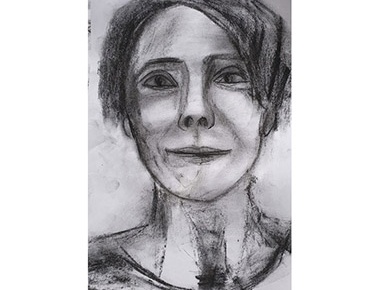 Adrijana Lovrić, Autoportret, ugljen, 2020.