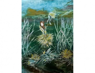 HLD, Božica Sušac - Na poljanama zelinim, enkaustika, 66x48cm