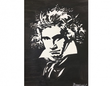 Rada Damjanić, Beethoven, 40x30, tuš na papiru, 2020.