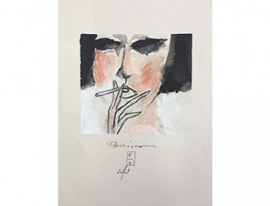Emilija Jelaković, Dama s cigaretom, 40x30, akril na papiru, 2020.