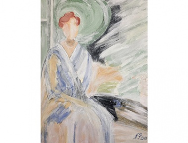 Neda Penavić, Žena u ogrtaču, 40x30, akril na papiru, 2020.