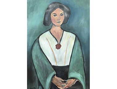 Mirjana Kulić Palčić, Žena u zelenoj haljini, 40x30, akril na papiru, 2020.