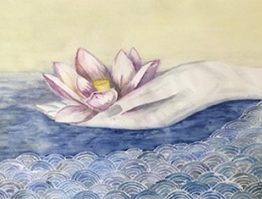 AMA ARTEM, Ljiljana Stanković, Cvijet na dlanu, akvarel, 50x60