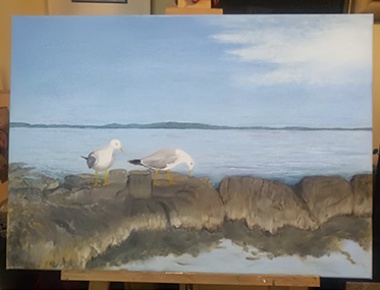 ĐURĐICA DELIĆ, "Galebovi na Silbi", ulje/platno, 50x70, 2020.
