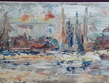 VERA BULOVIĆ ISMAILOVSKI, "Smiraj", akril/platno, 30x80, 2020.