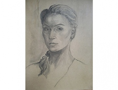 Indira Ivanić, Autoportret, ugljen, 2020.