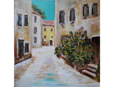 LUA'09, Biserka Konečny, Kuće u podne, Akrilik na platnu 40x40, 2018.