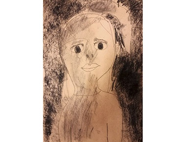 Marta Spalj, Autoportret, ugljen, 2020.