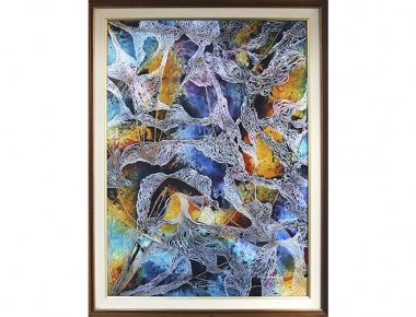 HLD, Milka Prodanić, Igra anđela, boja na svili, 81x62cm