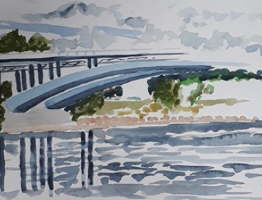 lua 09, Ljiljana Kos Hebrang, Pod Savskim mostom, 24x32cm, 2018.