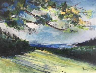 DND MAKSIMIR, Rada Damjanić, Zeleni pejzaž, akril na papiru, 40x50, 2019.