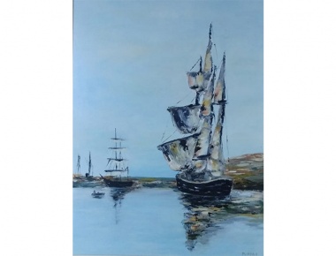 Grupa 69, Tomislav Puntar, Brod, Ulje/platno, 50x70, 2020.